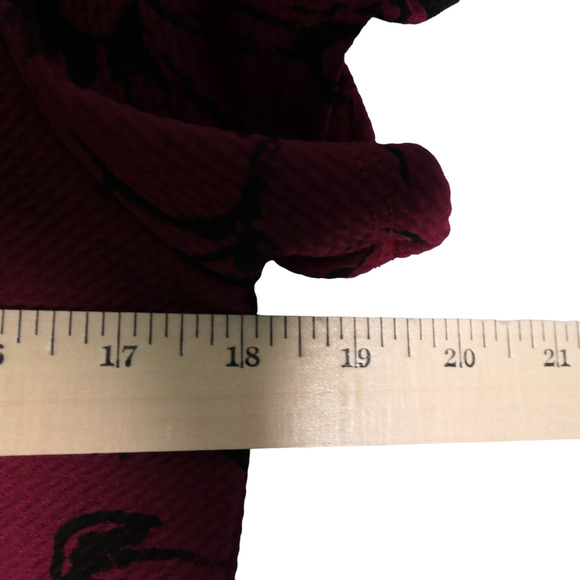 Nina Piu Dress Womens Large Deep Dark Red Floral Textured Fabric Career Casual - Picture 5 of 10